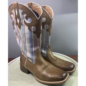 Justin Womens Leather Lattie Brown Cowboy Boots Cowgirl Riding Biker 9.5B NWT